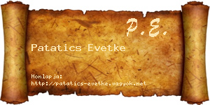 Patatics Evetke névjegykártya